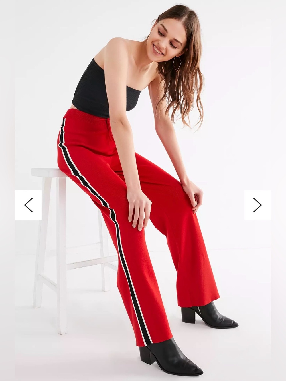 Urban Outfitters Sweater Track Pants Women S Red Wide Leg Side Stripe Y2K NWOT
